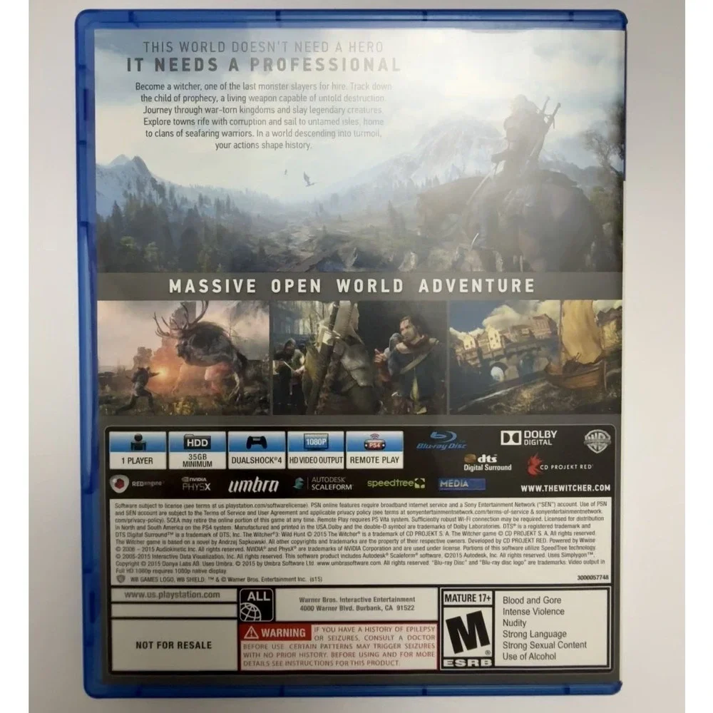 The Witcher 3 Wild Hunt (PS4) CIB Complete with Map Stickers Soundtrack NFR